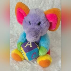 Aurora Baby ABCs Color Block Rainbow 10" Elephant Plush Stuffed Animal